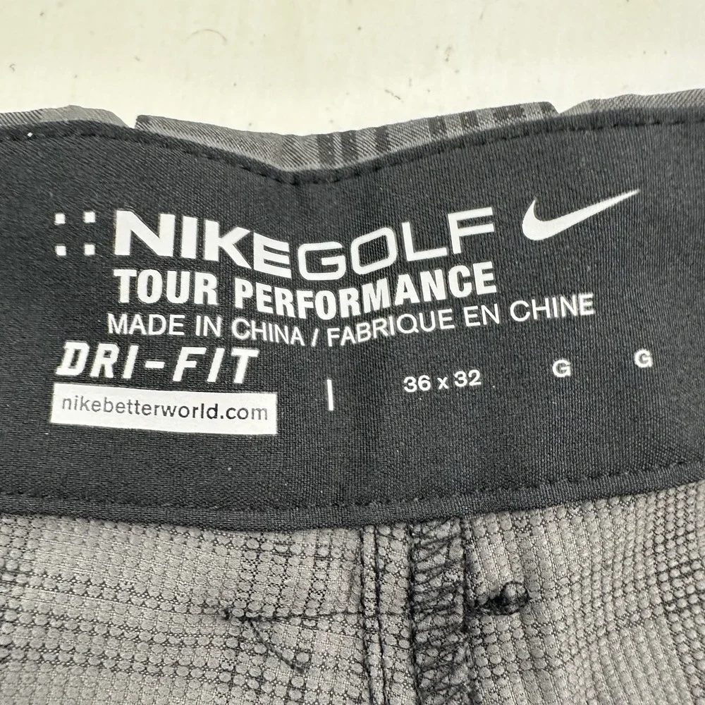 Nike Golf Tour Performance Dri-Fit Pants Mens 36x32 Gray Plaid 509741-010